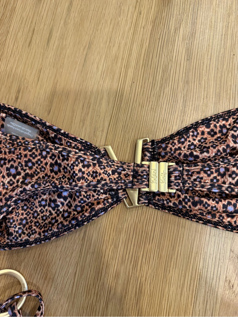 Kulani Kinis Peach and Black Leopard Bandeau Tie-Side Bikini - Picture 4 of 5